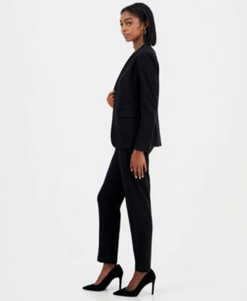 Bar Iii Womens Bi Stretch Collarless Open Front Blazer Scoop Neck Camisole Bi Stretch Straight Leg Dress Pants Macys Exclusive