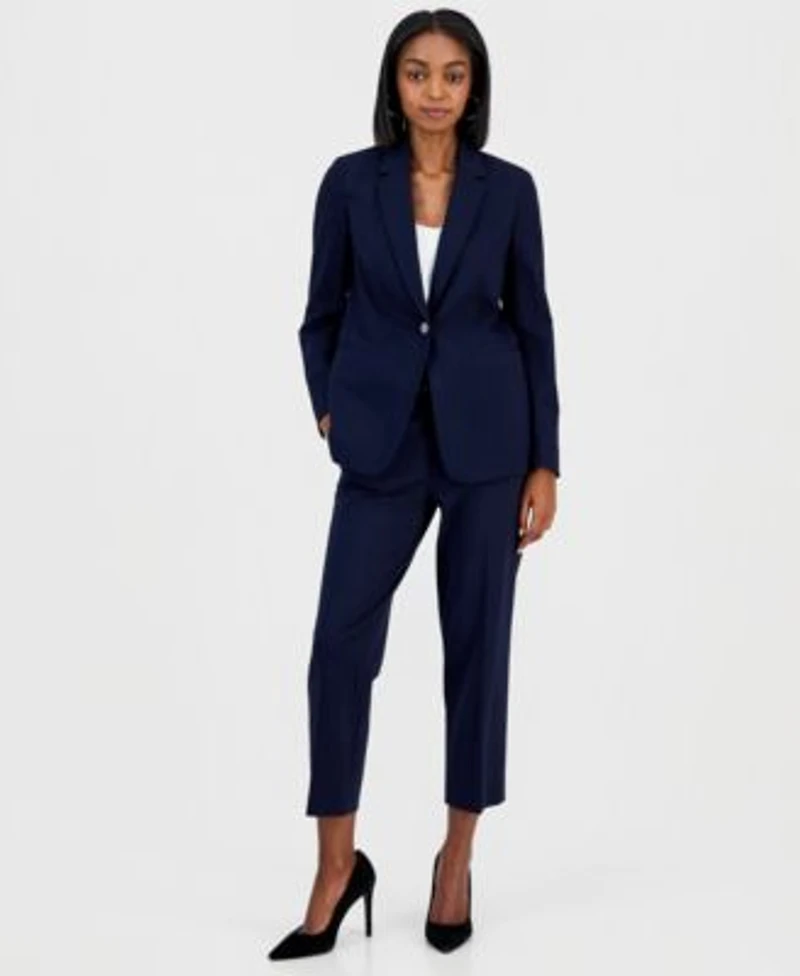 Bar Iii Womens Compression Notch Collar Single Button Blazer Scoop Neck Camisole Compression Tie Front Capris Pants Macys Exclusive