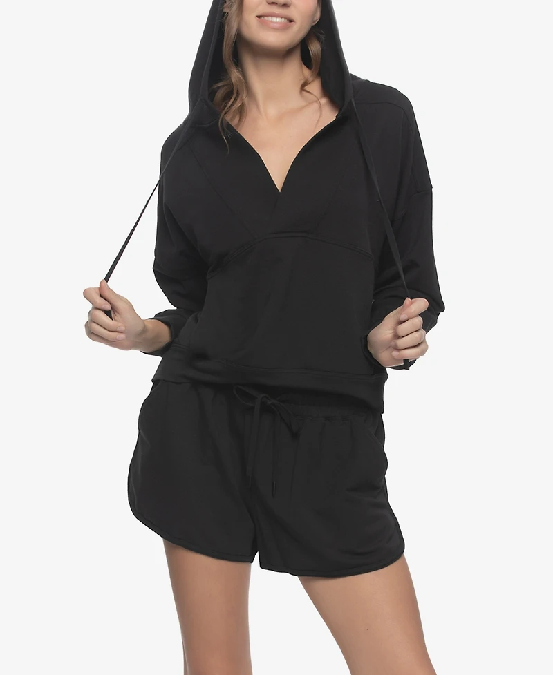 Felina Women's Regular Kimora French Terry Hoodie Sweatshirt with Shorts