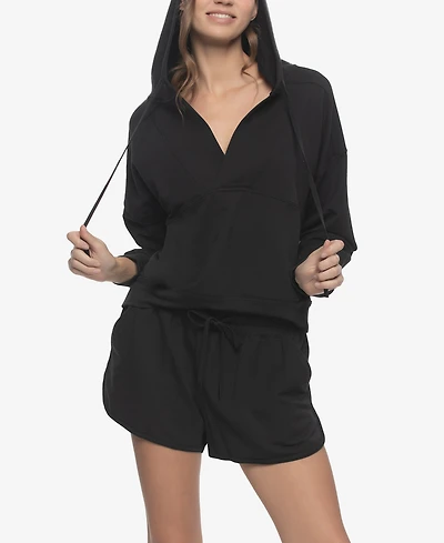 Felina Women's Regular Kimora French Terry Hoodie Sweatshirt with Shorts