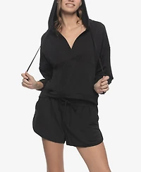 Felina Women's Regular Kimora French Terry Hoodie Sweatshirt with Shorts