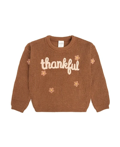 Sweet Wink Toddler Girls Thankful Thanksgiving Knit Sweater