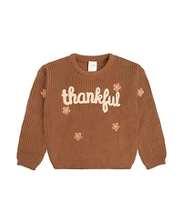 Sweet Wink Toddler Girls Thankful Thanksgiving Knit Sweater