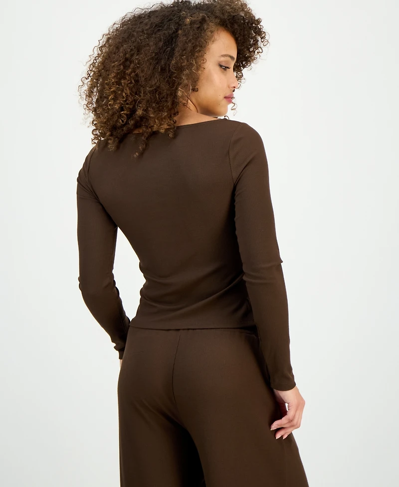 I.n.c. International Concepts Petite Rib-Knit Asymmetric Top, Macy's Exclusive