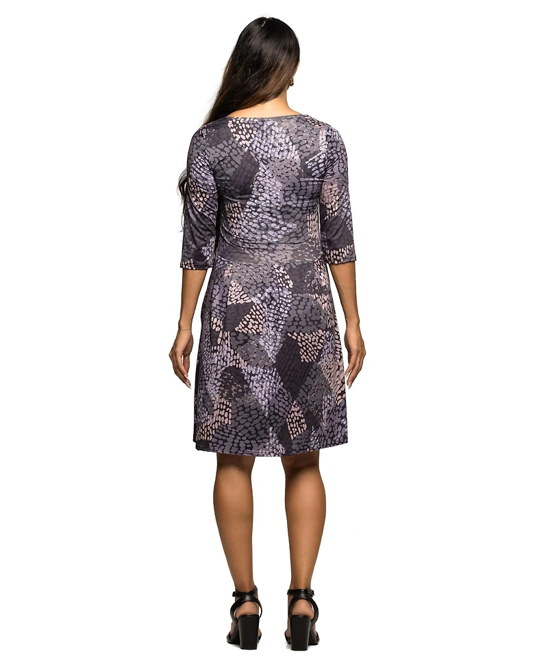 24seven Comfort Apparel Women's Maternity Three Quarter Sleeve Fit and Flare Dress