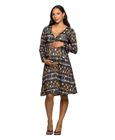 24seven Comfort Apparel Women's Maternity Long Sleeve Wrap Dress