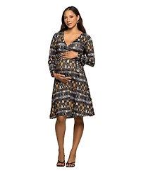 24seven Comfort Apparel Women's Maternity Long Sleeve Wrap Dress