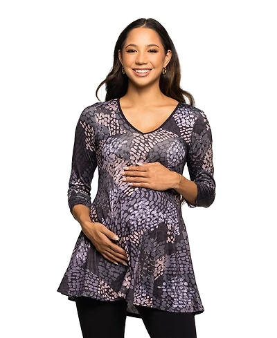 24seven Comfort Apparel Women's Maternity V Neck Tunic Top