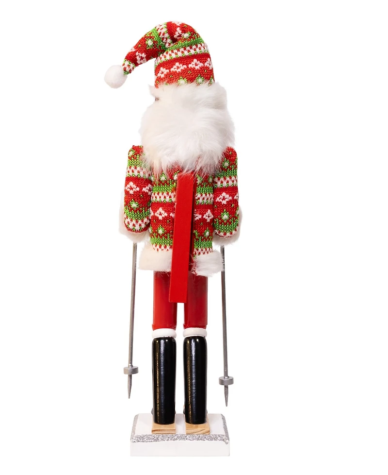Kurt Adler 15-Inch Ski Santa with Christmas Sweater Nutcracker