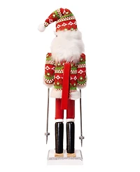 Kurt Adler 15-Inch Ski Santa with Christmas Sweater Nutcracker