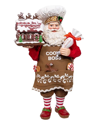 Kurt Adler 10.5-Inch Fabriche Chef Santa Decorating Gingerbread House