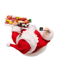 Kurt Adler 10.5-Inch Fabriche Santa with Sushi Platter
