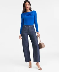 I.n.c. International Concepts Women's High-Rise Barrel-Leg Jeans, Macy's Exclusive