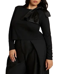 Eloquii Women's Strong Shoulder Top With Bow