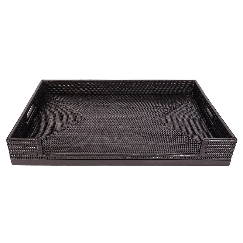 Artifacts Trading Company Rattan Breakfast Tray/Table with Glass Insert