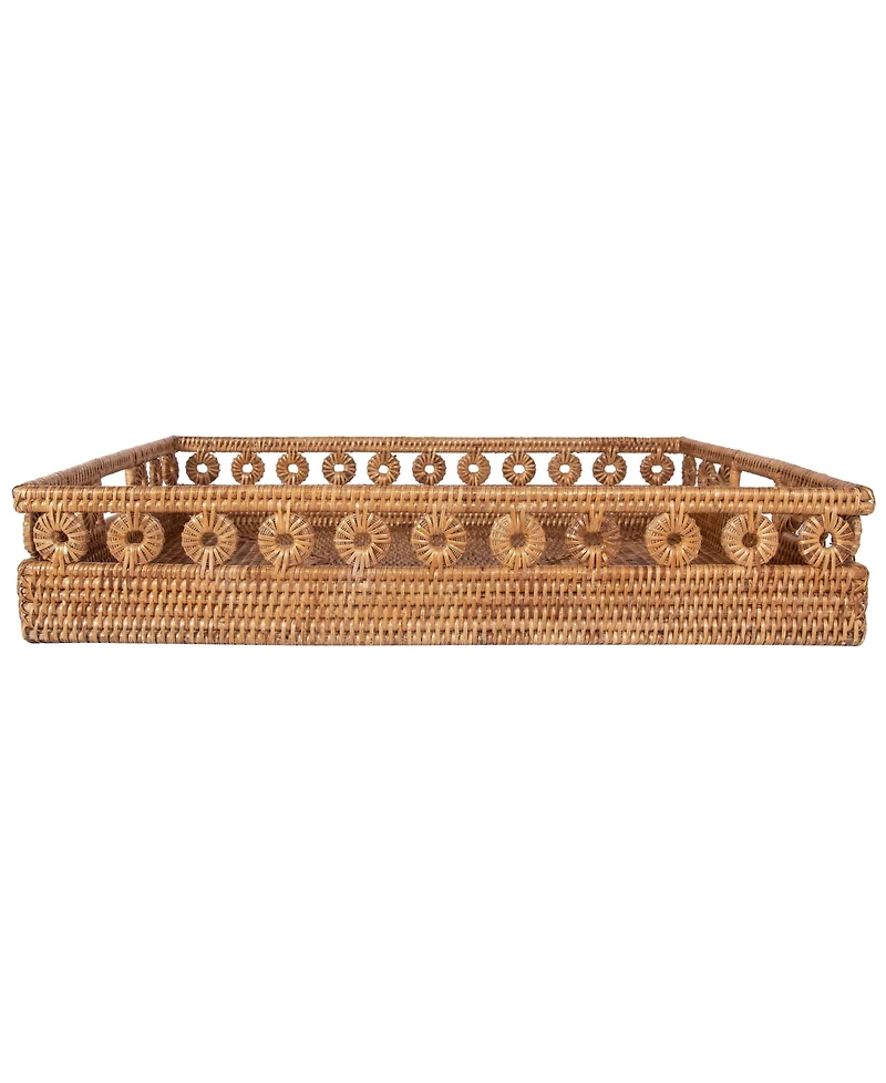 Artifacts Rattan Inna Design Rectangular Tray with Cutout Handles