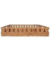 Artifacts Rattan Inna Design Rectangular Tray with Cutout Handles