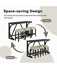 Boyel Living 4-Piece Bar Table and Chairs Set Tall Dining Table with Upholstered Bar Stool for Living Room Kitchen