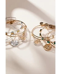 Pave Starburst Texture Initial Bangle Bracelet S