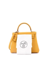 Pre-Owned Hermes Kelly 28 Handbag Yellow Togo with Palladium Hardware