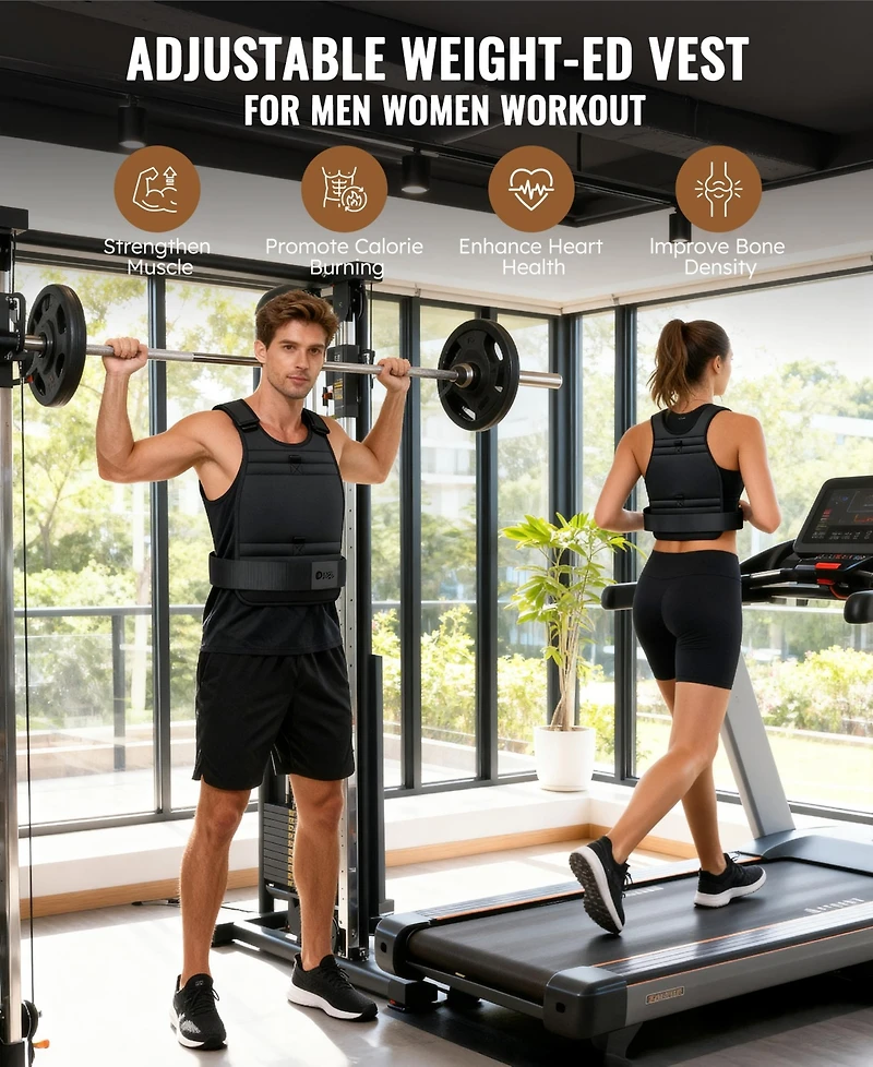 Sugift 22LB Adjustable Weighted Vest with Removable Weights for Men and Women