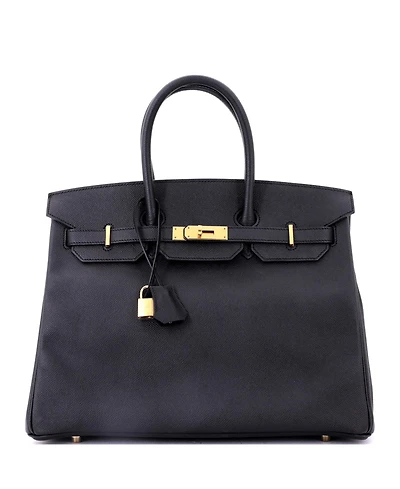 Pre-Owned HERMA‰S Birkin 35 Handbag Black Epsom with Gold Hardware