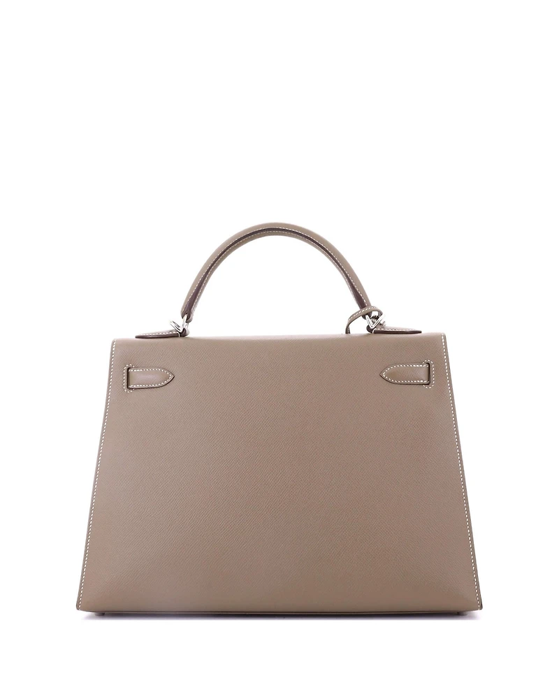 Pre-Owned HERMA‰S Kelly 32 Handbag Grey Epsom with Palladium Hardware