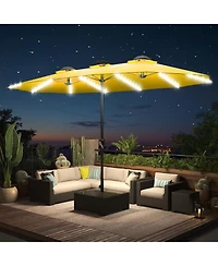 Aecojoy 15ft Patio Double-Sided Umbrella, 156 Pcs Solar Led Light Outdoor Large Umbrella