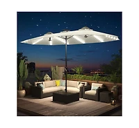 Aecojoy 15ft Patio Double-Sided Umbrella, 156 Pcs Solar Led Light Outdoor Large Umbrella
