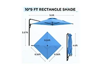 Aecojoy 10ft Cantilever Patio Umbrella, Large Rectangle Umbrella 180° Rotation Offset