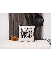 C&F Home Trick Treat Black And White Embroidered Throw Halloween Pillow, 18" x 18"