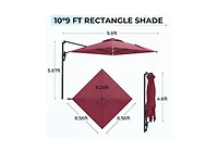 Aecojoy 10FT Large Patio Umbrella with Solar Lights, Rectangle Wall Mounted Outdoor Patio Umbrella