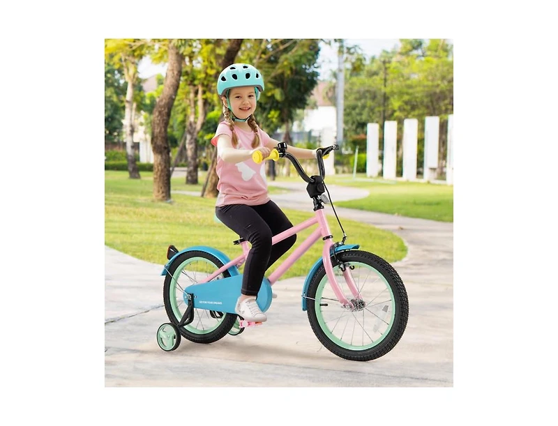 16 Inch Kids Bike with Adjustable Handlebar and Saddle, Pink
