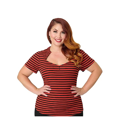 Unique Vintage Plus Pentagon Collar Knit Top