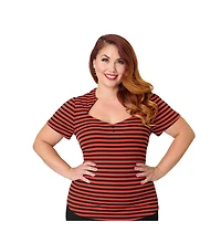 Unique Vintage Plus Pentagon Collar Knit Top