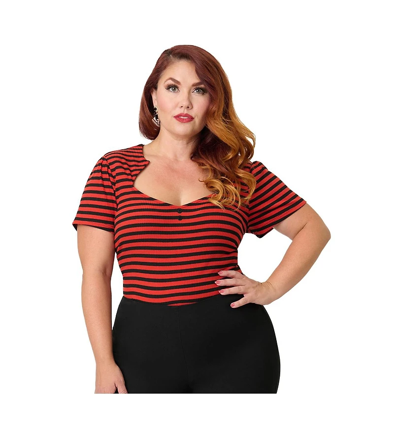 Unique Vintage Plus Pentagon Collar Knit Top