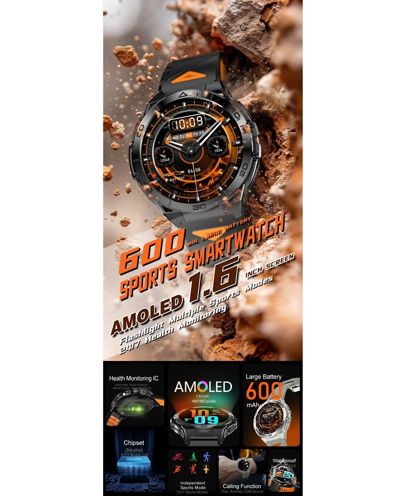 Ruxing Smart ToughArmor Ultra Rugged Outdoor Health Fitness Smart watch -Silver