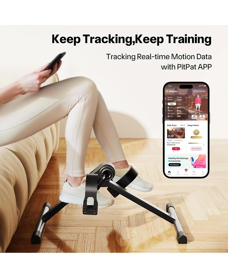 DeerRun Under Desk Bike Portable peddler with adjustable resistance for arm/leg workouts. Features an Lcd monitor, calorie tracker, and folding desig