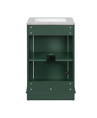 Casainc 20-Inch Bathroom Vanity with Ceramic Sink, Freestanding Single Vanity, Soft-Close Door & Adjustable Shelf