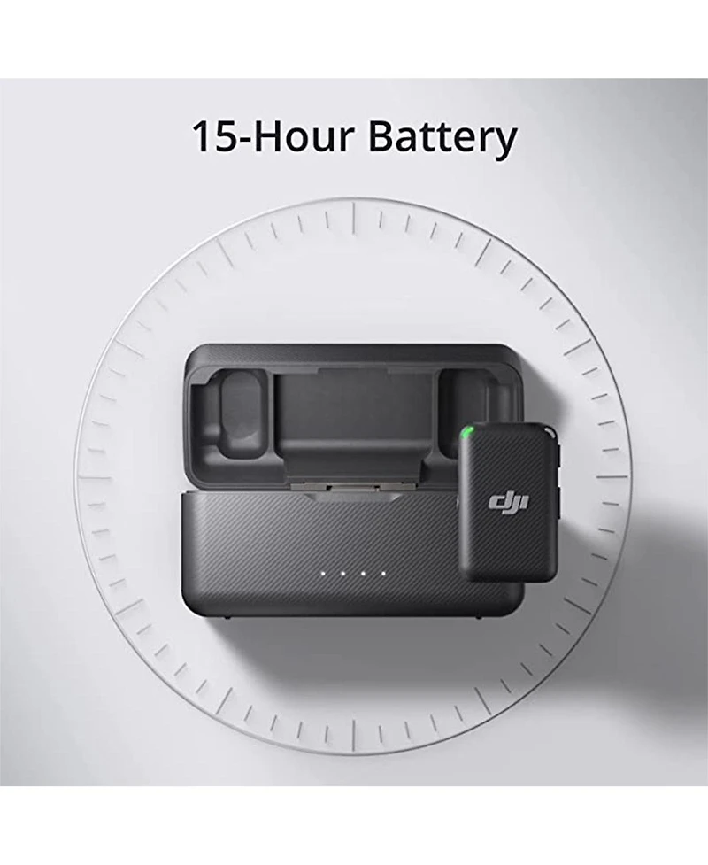 Dji Dji Mic (2 Tx + 1 Rx + Charging Case), Wireless Lavalier Microphone, 820 ft.)Range, 15hr Battery, Wireless Microphone for Pc, iPhone, Android,