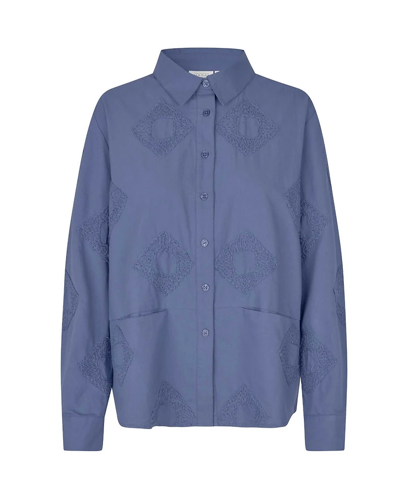 Masai Copenhagen Women's 100% Cotton Long Sleeve Collared Shirt