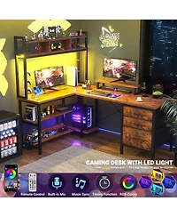 Aheaplus 59'' W L-Shaped Computer Desk with Tall Hutch,Corner