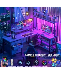 59'' W L-Shaped Computer Desk with Tall Hutch,Corner