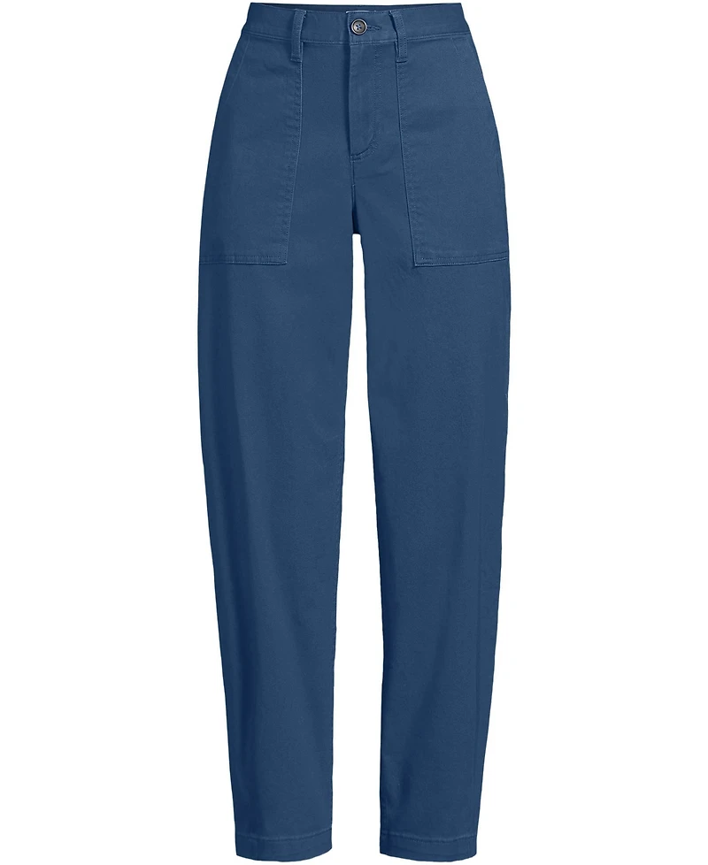 Lands' End Women's Chino High Rise Barrel Leg Utility Ankle Pants