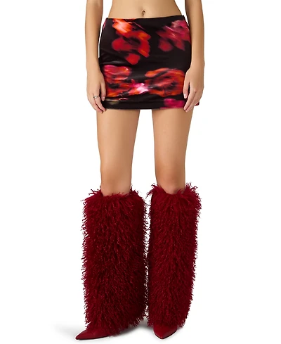 Steve Madden Women's Cindi Printed Velvet Mini Skirt