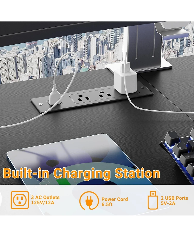 8.8'' W Rectangle Computer Desk, Wood Top Study Workstation