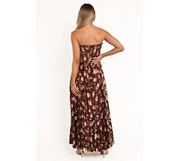 Petal and Pup Women's Angelique Strapless Maxi Dress - Brown Floral