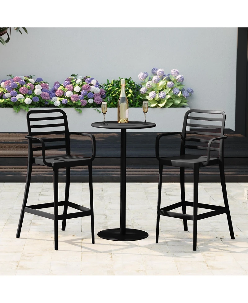 WestinTrends 2-Person Adjustable Round Bar Table with Stackable Stools Dining Set