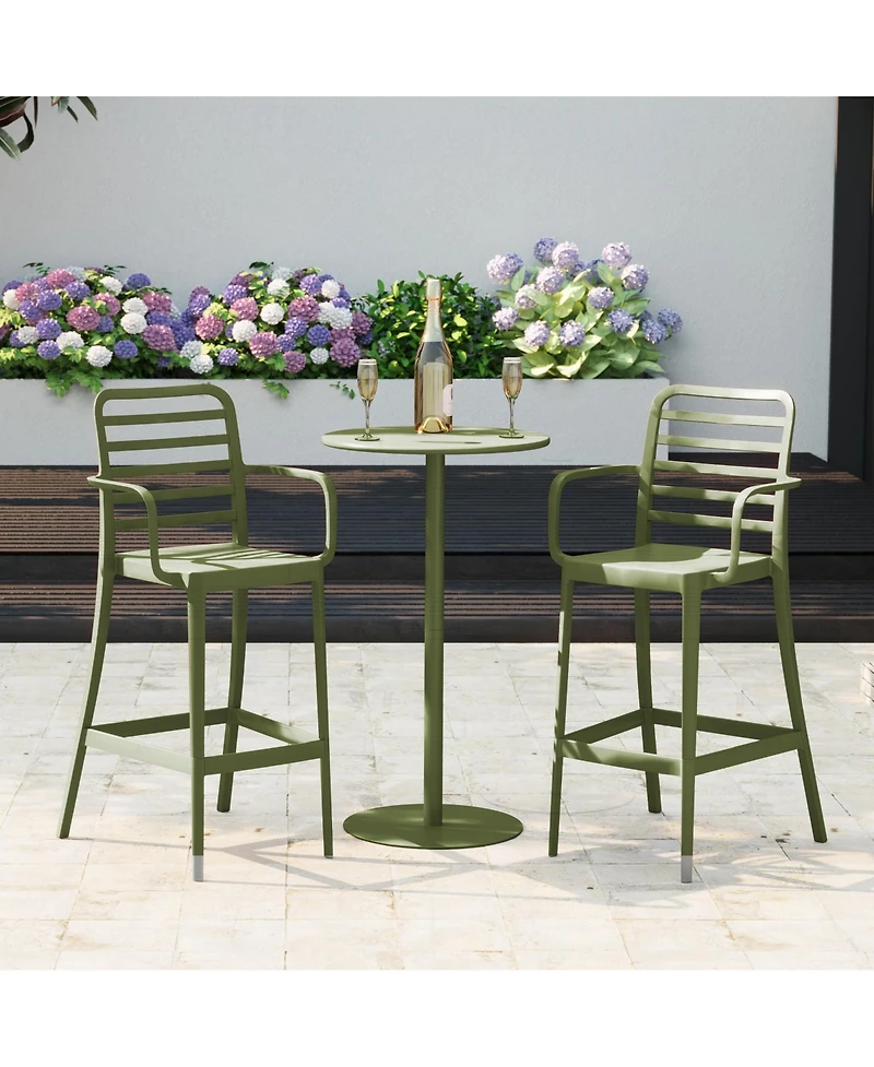 WestinTrends 2-Person Adjustable Round Bar Table with Stackable Stools Dining Set