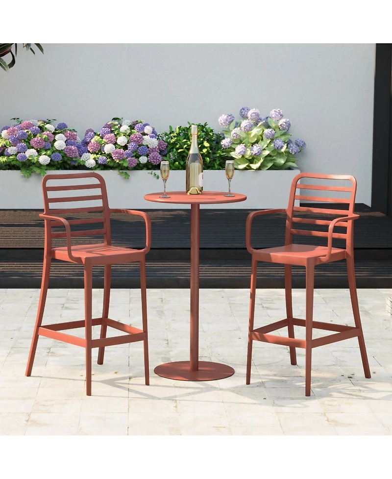 WestinTrends 2-Person Adjustable Round Bar Table with Stackable Stools Dining Set